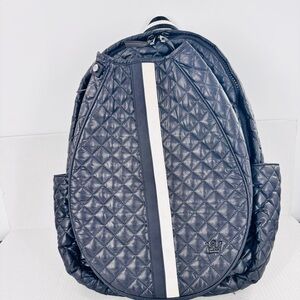 Stylish Quilted Backpack with Black and White Accents tennis backpack